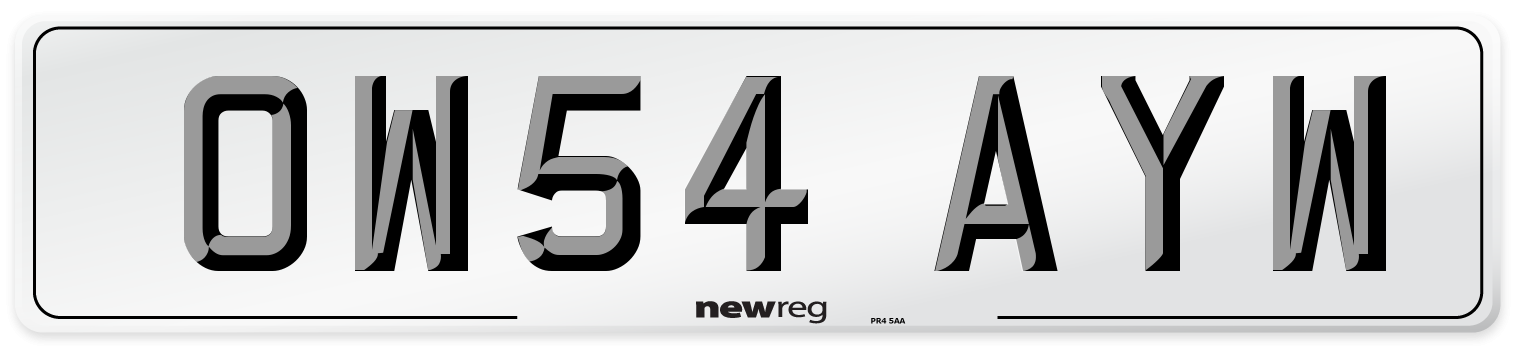 OW54 AYW Number Plate from New Reg